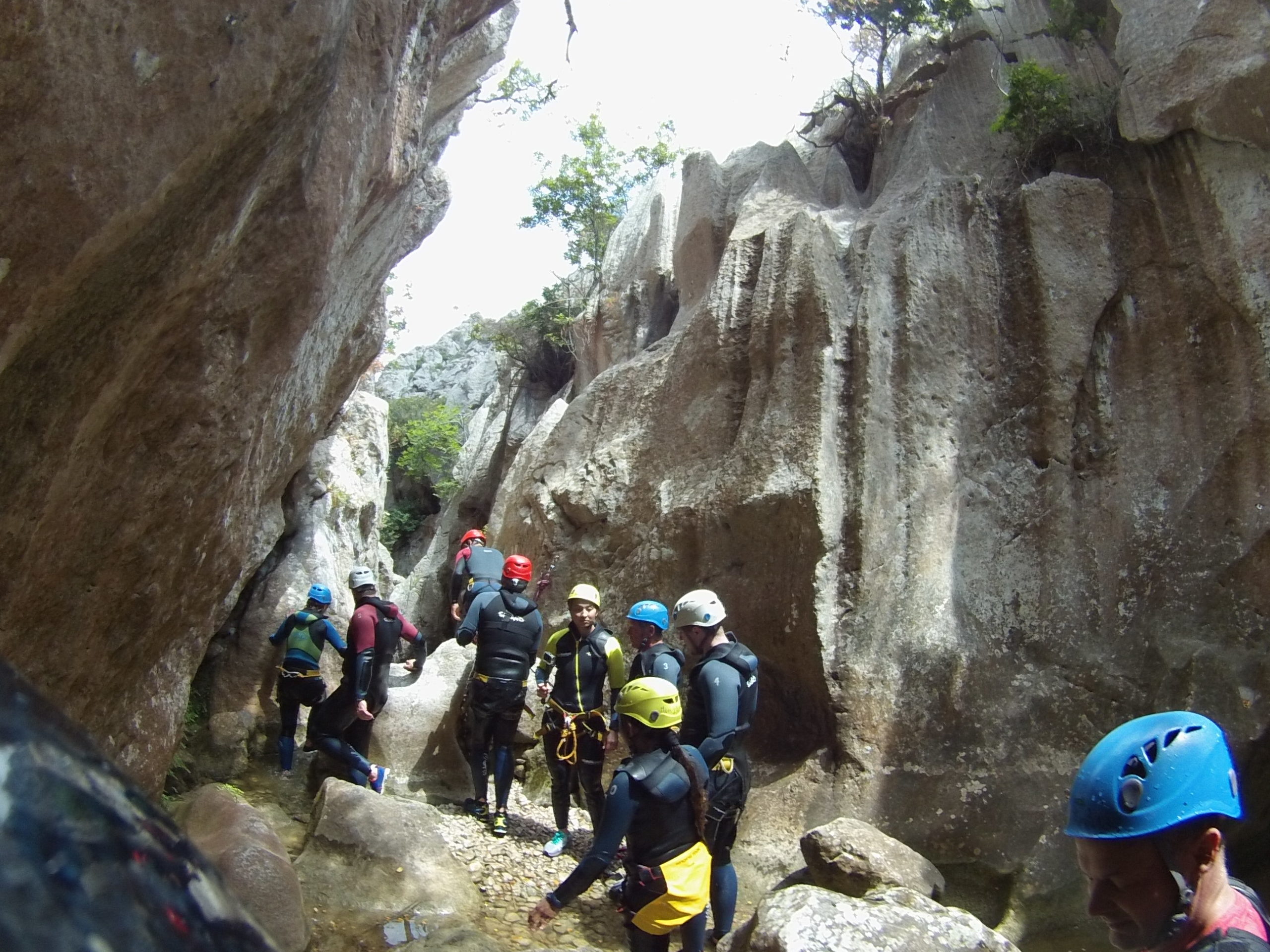 Group of people outside a cave in Majorca