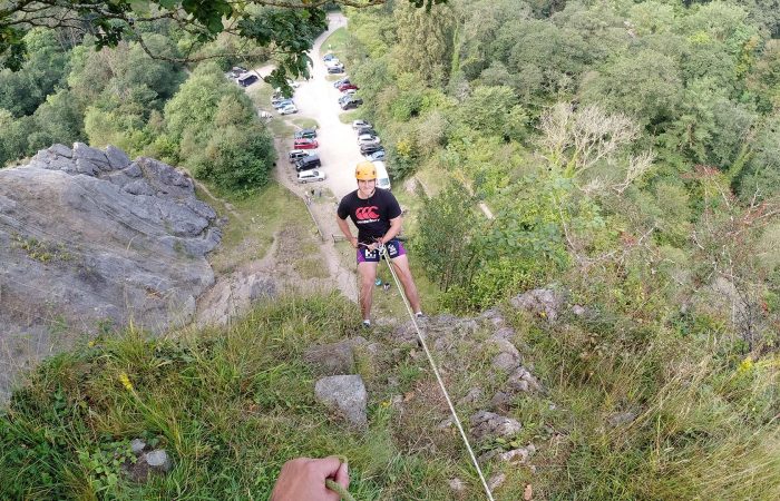 Person abseiling in South Wales